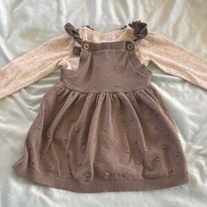 Carter's Cream Speckled Long Sleeve Onesie and dress